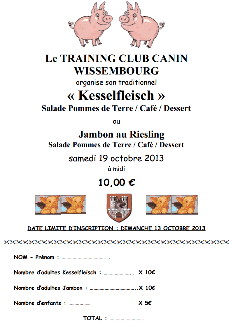 Kesselfleisch - Training Club Canin de WISSEMBOURG Kesselfleisch - Training Club Canin de WISSEMBOURG