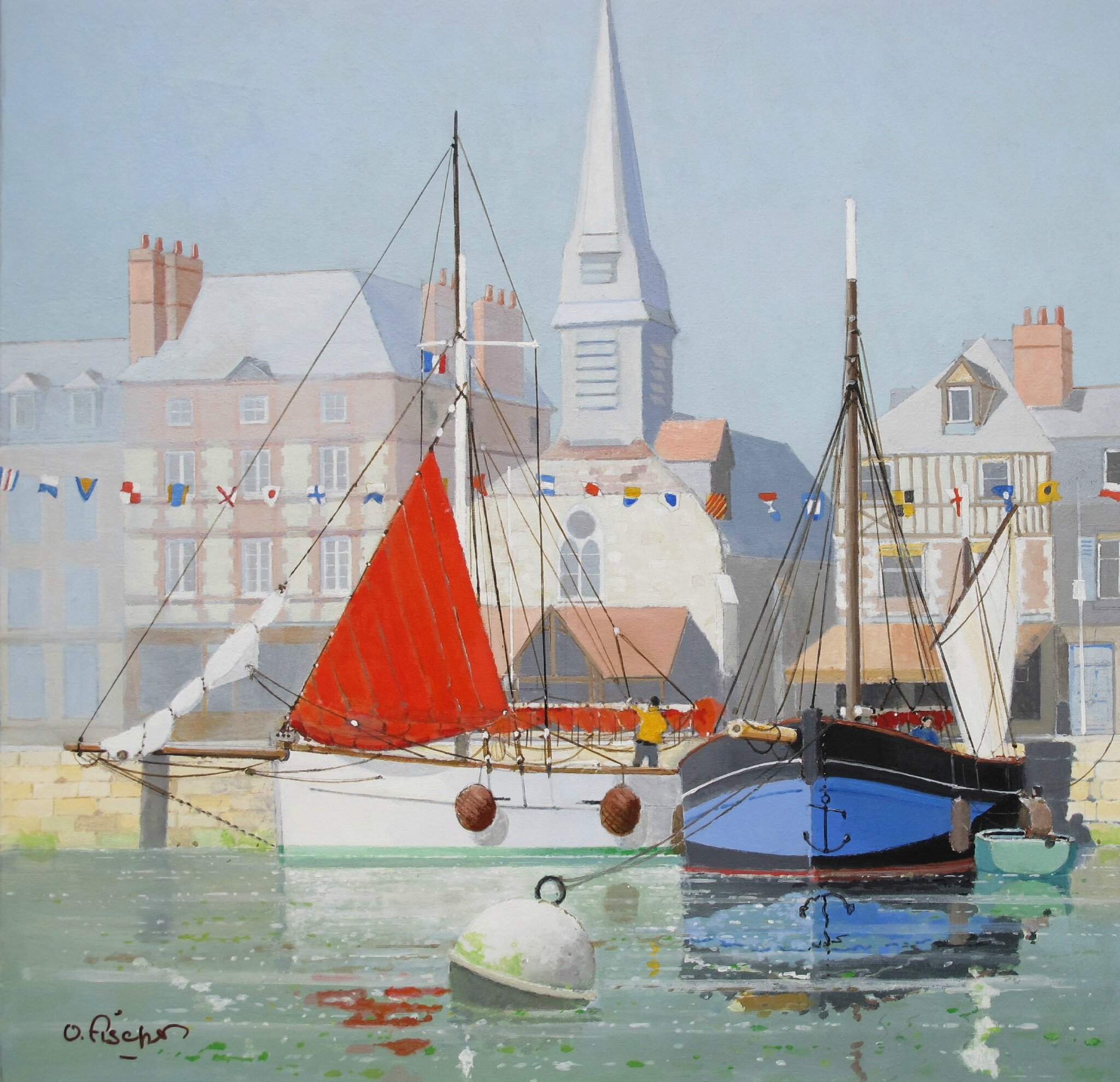 HONFLEUR QUAI SAINT ETIENNE OLIVIER FISCHER ARTISTE PEINTRE A HONFLEUR