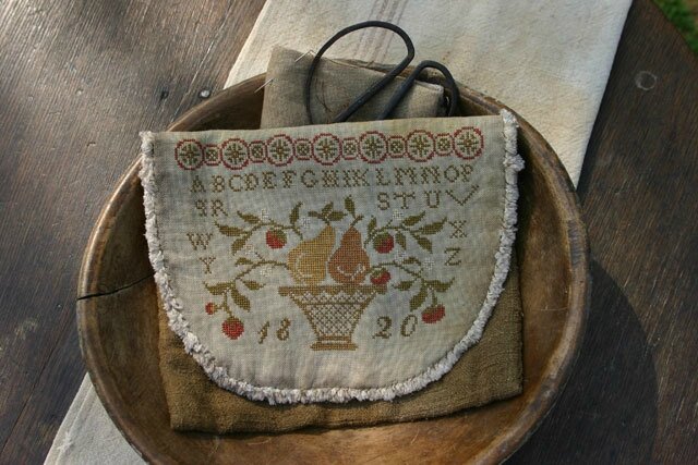 Pears & strawberries sampler sewing bag