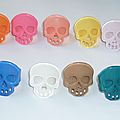 t) 'Happy Skull ' Bague, bracelet, collier, sautoir, BO