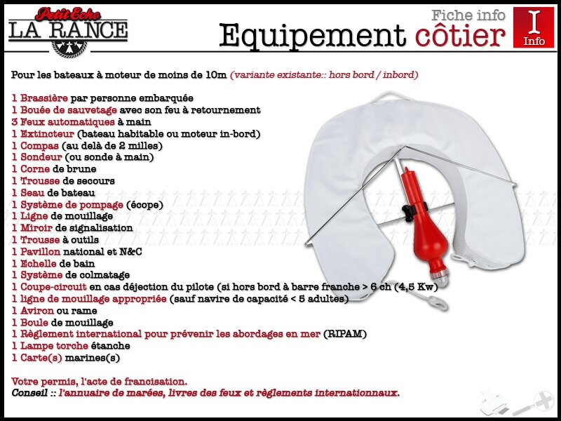 Materiel obligatoire bateau cotier