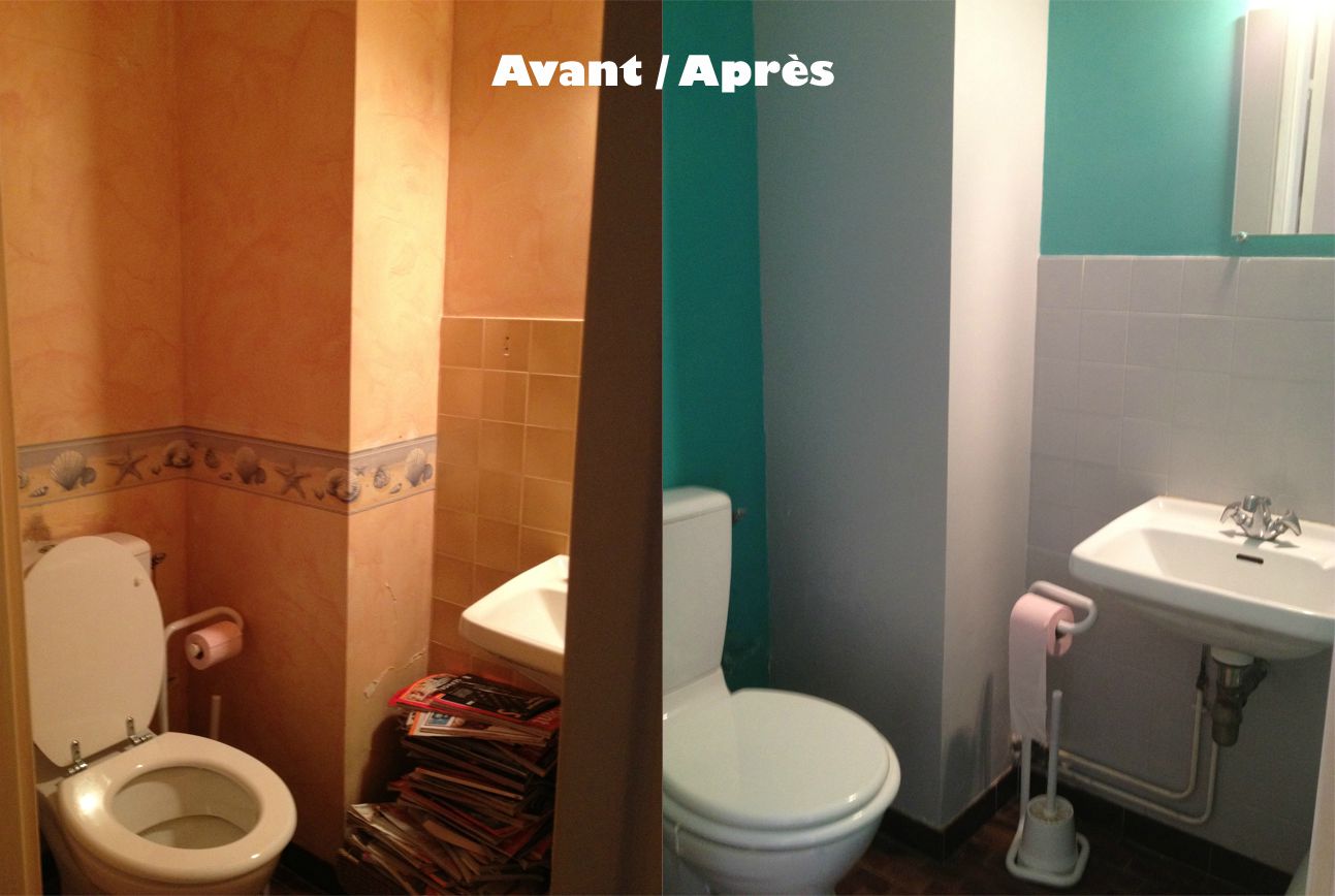 Déco toilettes bleu gris