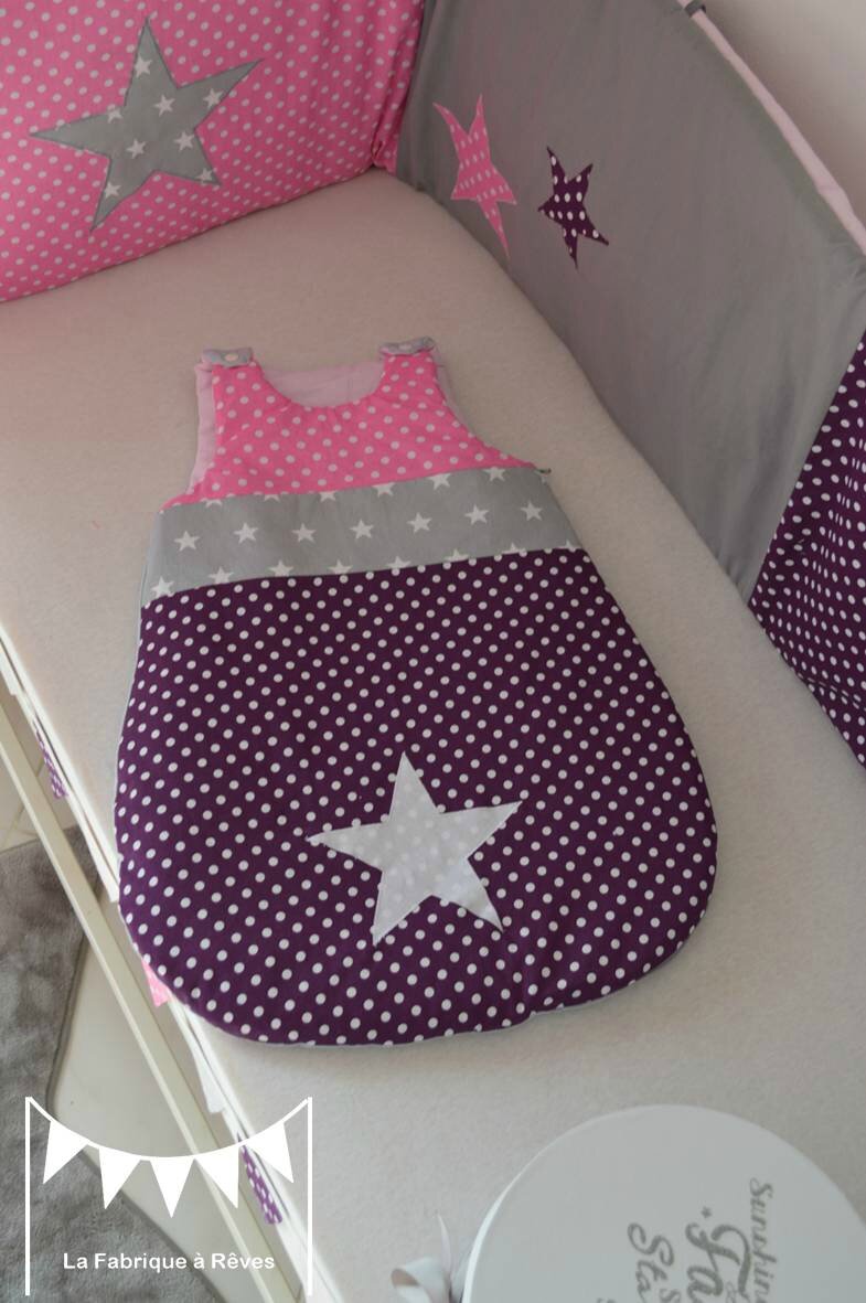 Gigoteuse 0 6 mois bébé fille blanc violet rose vif gris pois ...
