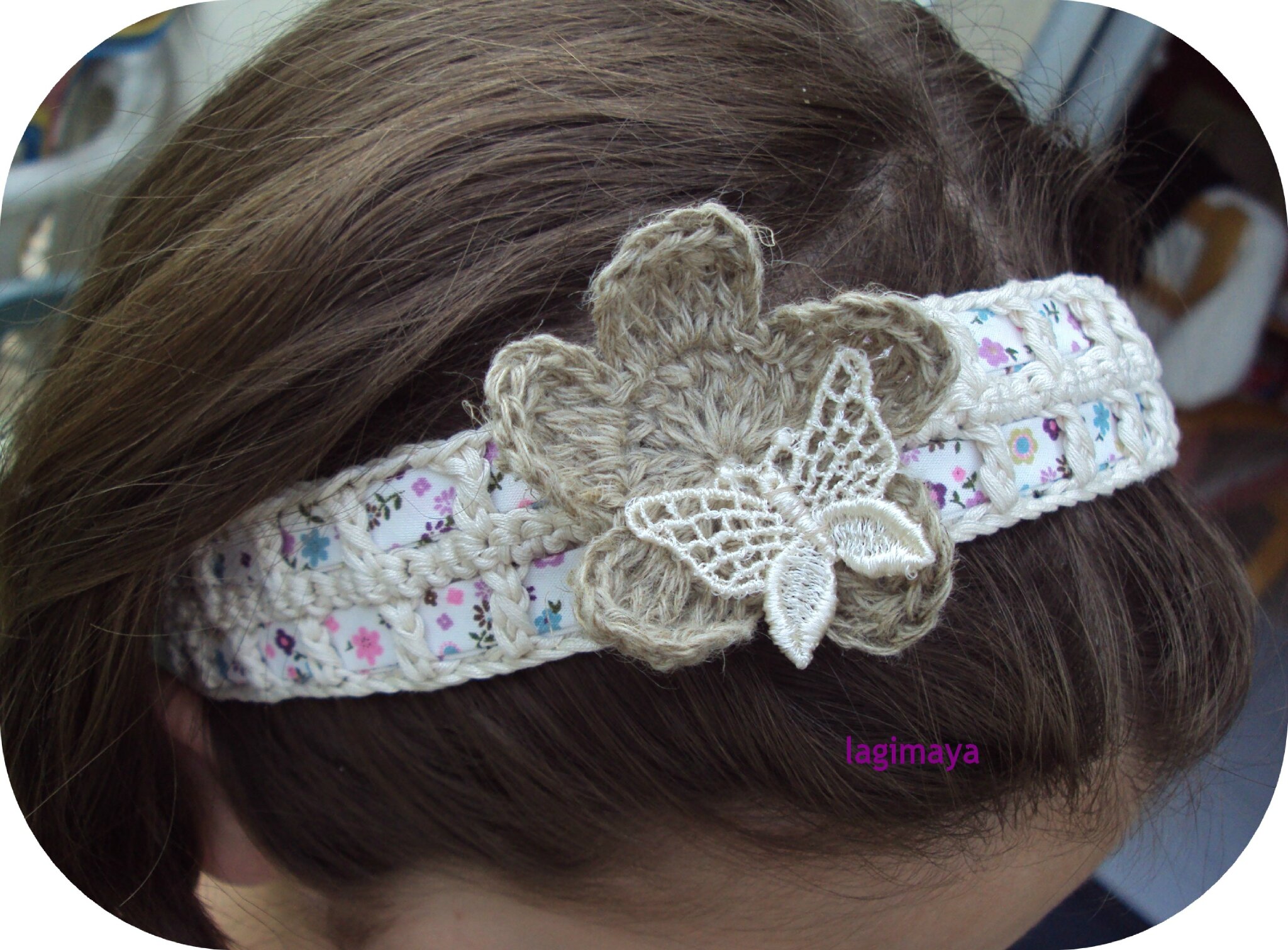 Tuto bandeau crochet/tissu - By Lagimaya