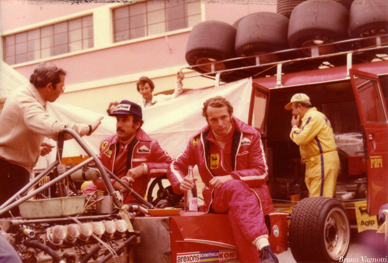 312 T-Monaco 1975- Tomaini_Regazzoni_Lauda_Scintilla-paddock