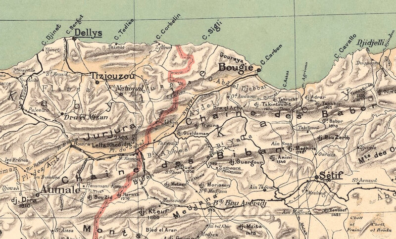 Algérie, carte Niox, 1884, Kabylie