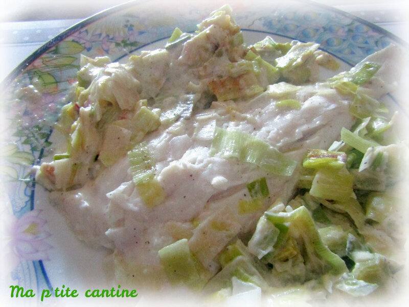 Merlu à la fondue de poireaux et mozzarella Ma p'tite cantine