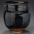 A Cizhou-type black-glazed ribbed jar, Northern Song-Jin dynasty, 12th century