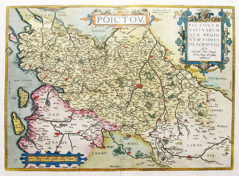 Vers 1590 Poitou Pictonum, vicinarumque regionum fidissa, descriptio, auctore Petro Rogiero,