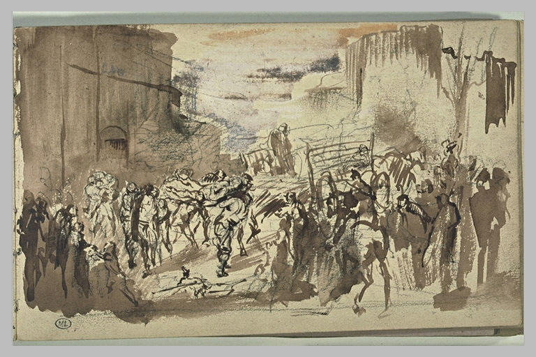 Carpeaux, Transport de blessés dans une rue de Paris pendant la Commune (mai 1871)