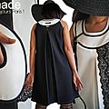 Robe trapèze Chasuble Noire & Blanche Graphique Couture Tour Eiffel (tendance Mode Printemps 2014) dentelle noire... Hommage à Paris capitale de la Mode
