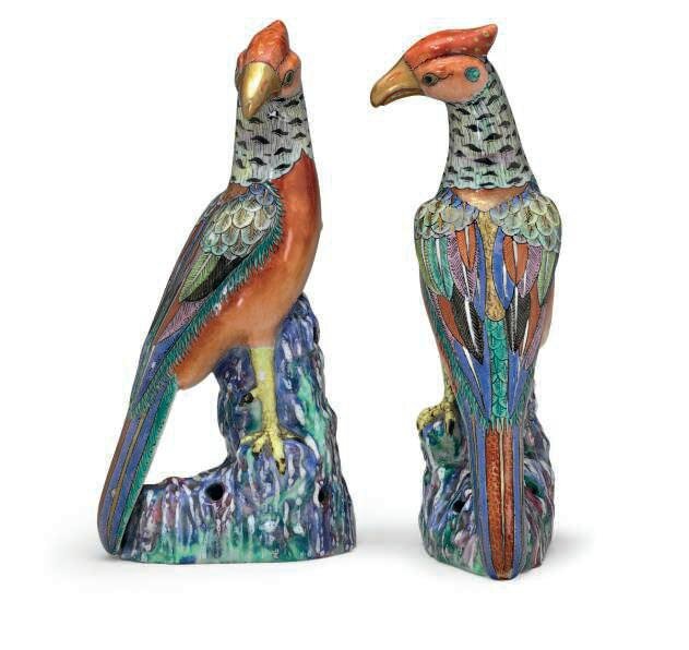 A small pair of famille rose pheasants, circa 1760
