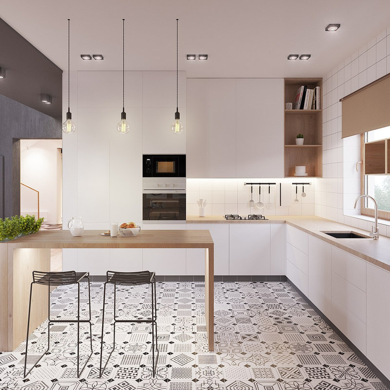 eclectic-kitchen-drop-lighting-honeycomb-tiling