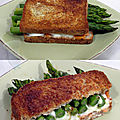 Croque-monsieur printanier asperges saumon