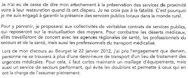 Extrait réponse de Monsieur Hollande du 23 février 2012