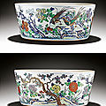 A finely painted massive doucai jardinière, qing dynasty, 18th century