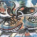 Chaussure rieuse et voyageuse LaProf - collage et peinture