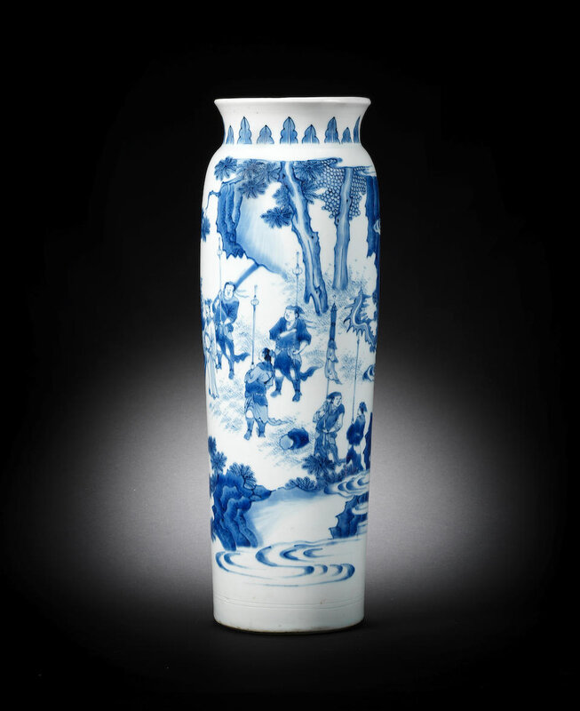 A fine blue and white sleeve vase, Chongzhen period (1627-1644)