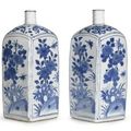 A pair of blue and white gin bottles, kangxi period