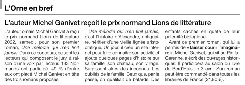 Article Ouest-France 2022 02 24