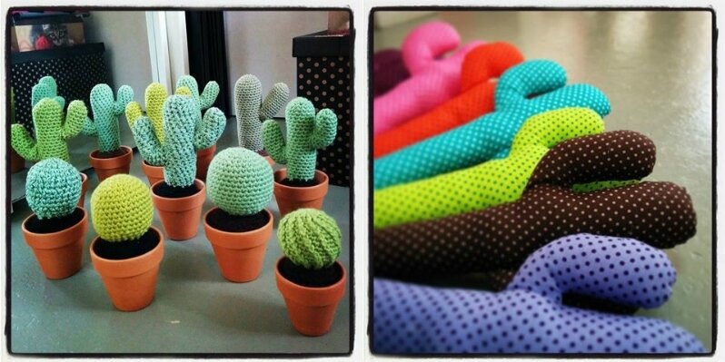 cactus en crochet et tissu