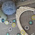 guirlande étoiles pastille cousue rond papier carton turquoise vert anis gris clair gris foncé décoration chambre enfant bébé garçon baptême mariage anniversaire 2