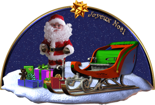 00 carte joyeux noël neige traîneau gif father Xmas gifts