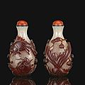 A red glass overlay snuff bottle. likely palace workshops, beijing 1720-1770