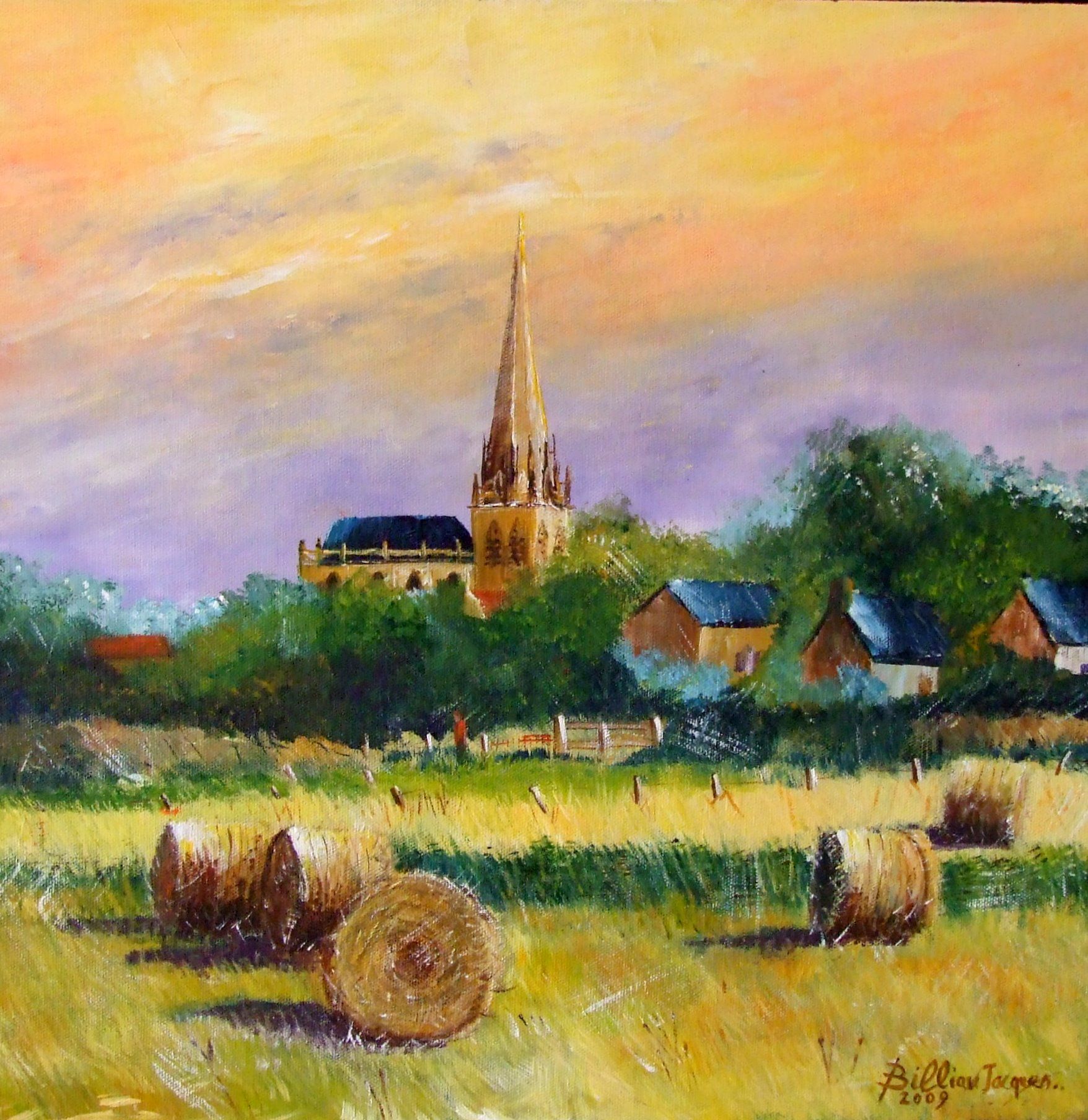  TABLEAU  IMPRESSIONNISTE  PEINTRE  EN NORMANDIE 