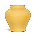 A large yellow-glazed baluster jar, 17th century