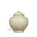 A white-glazed jar and cover, Tang dynasty