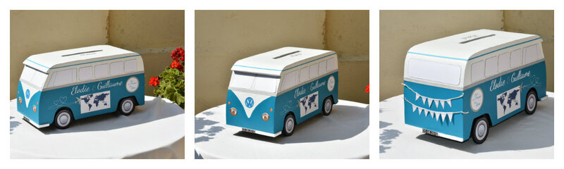 URNE COMBI VW blanc et bleu turquoise - Idées et Merveilles