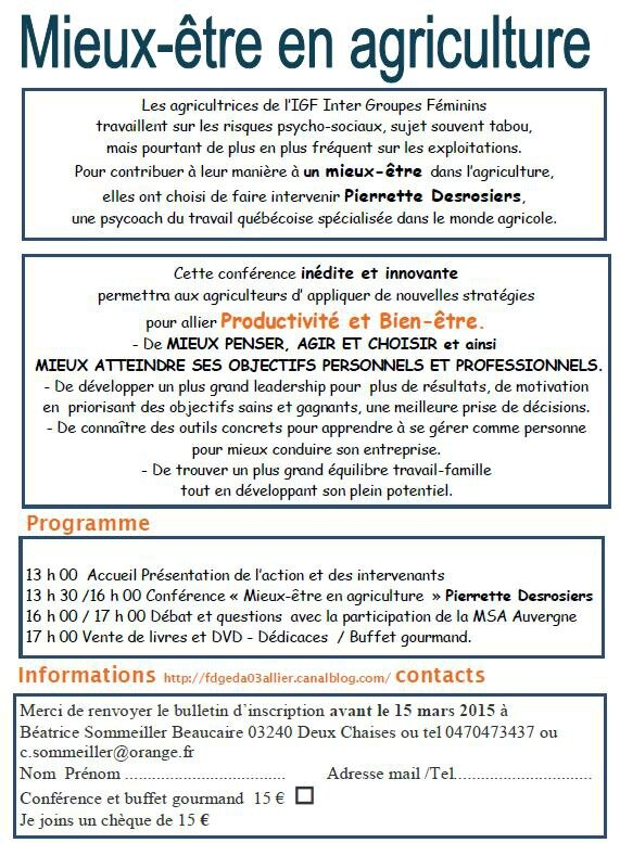 Affiche Pierrette Desrosiers Allier Dfam 03 conférence modalités programme