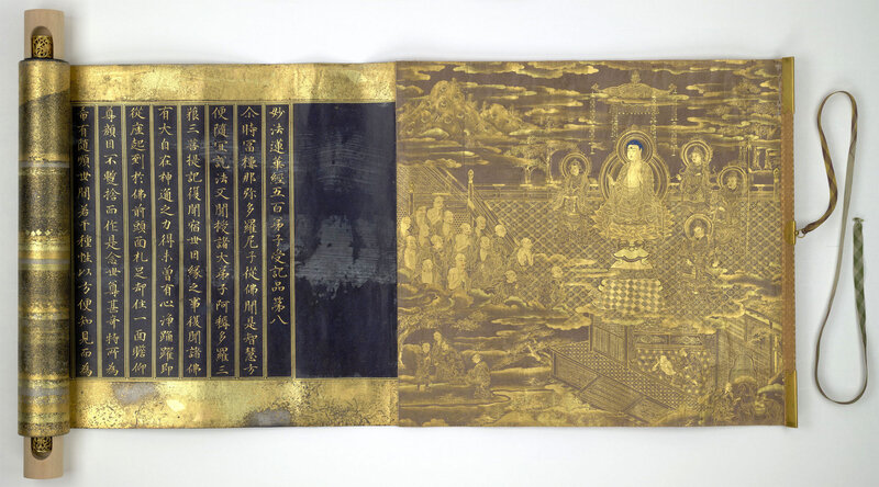 copy-of-the-lotus-sutra-in-a-lavishly-decorated-scroll-from-japan-c1636-cblboard
