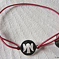 Bracelet pastille Ange sur fil élastique fushia