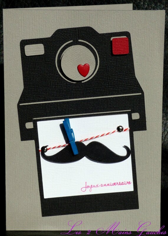 Carte D Anniversaire Masculine Avec Appareil Photo Polaroide Et Moustache L2mg La Boutique