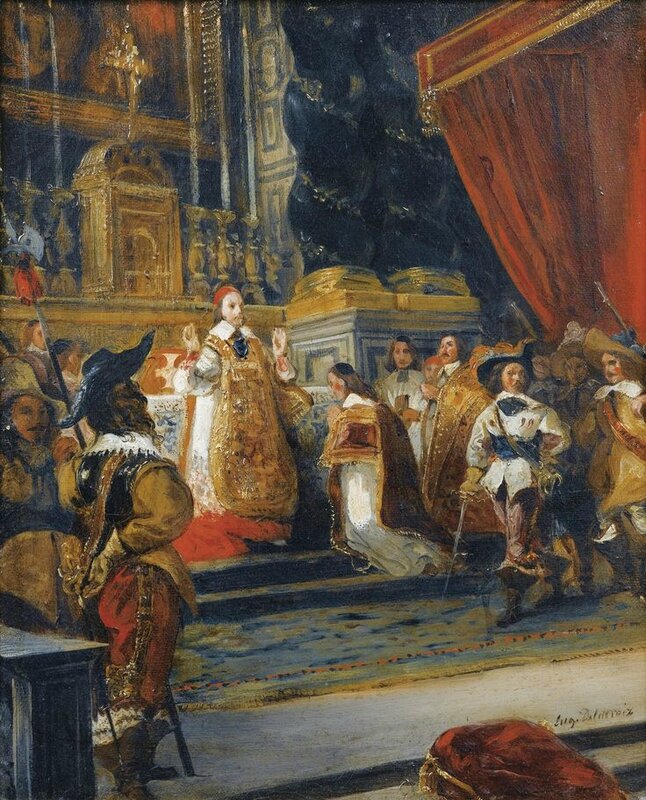 Ferdinand-Victor-Eugène Delacroix (Charenton-Saint-Maurice 1798 - 1863 Paris), Le Cardinal de Richelieu disant la messe dans la chapelle du Palais Royal