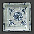 A blue and white square dish, 17th century