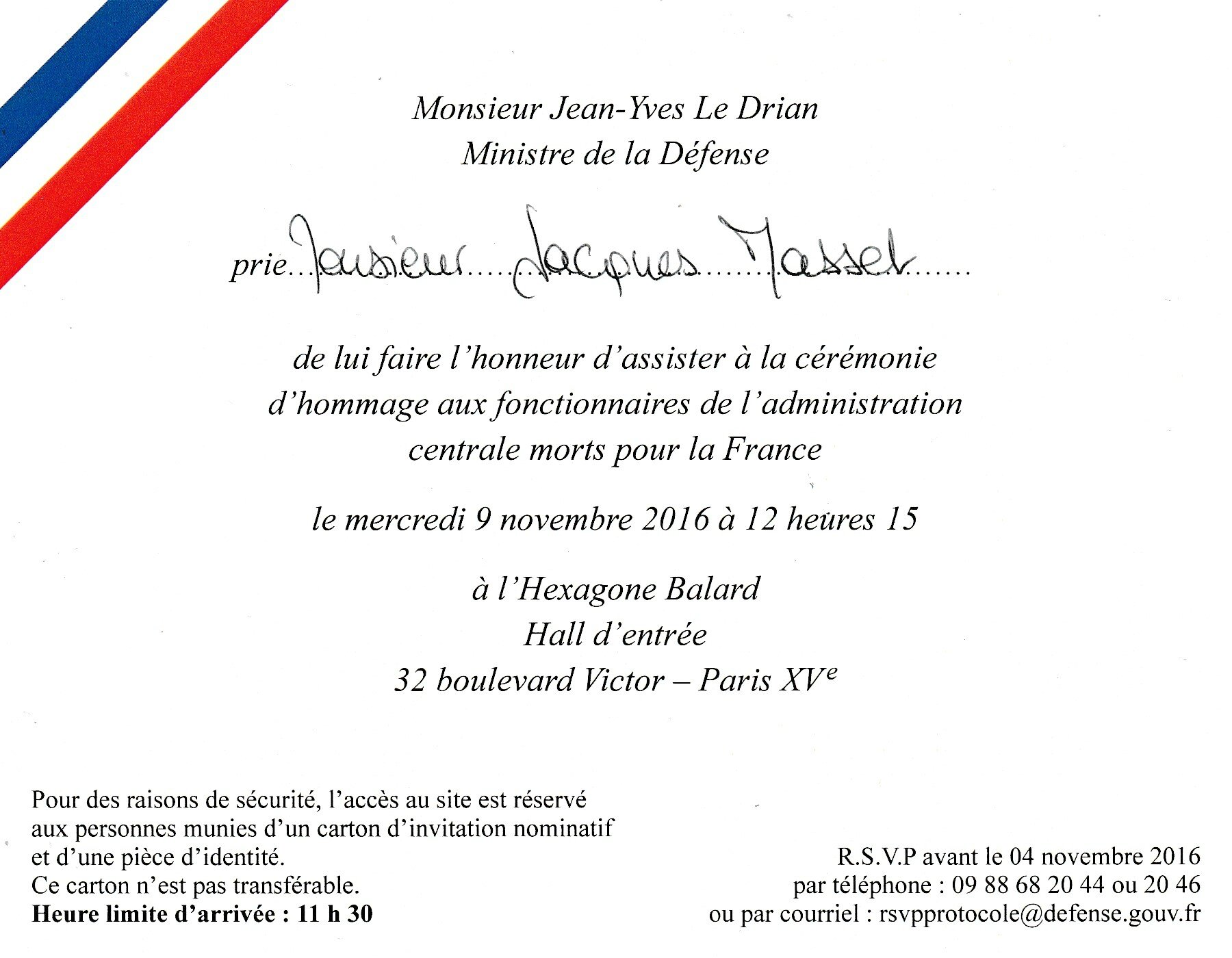  INVITATION  A LA CEREMONIE  D HOMMAGE AUX FONCTIONNAIRES 