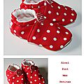 chaussons à pois rouge