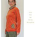 sweat velours orange fleurs 8