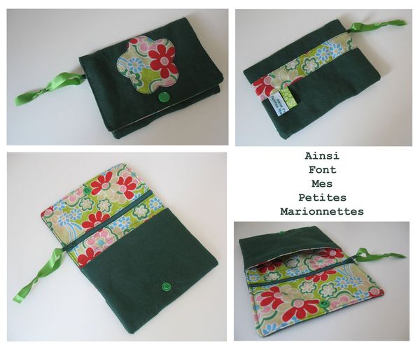 porte monnaie fleur ppmc vert