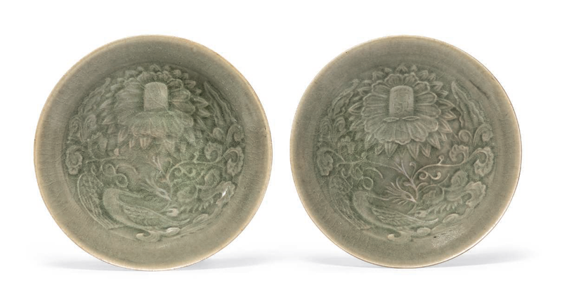 A rare pair of small molded Yaozhou conical bowls, Northern Song-Jin dynasty, 12th-13th century