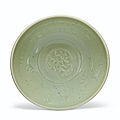 A large carved longquan celadon bowl, ming dynasty (1368-1644)