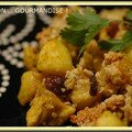 Crumble poulet-pommes-raisins-curry-avoine