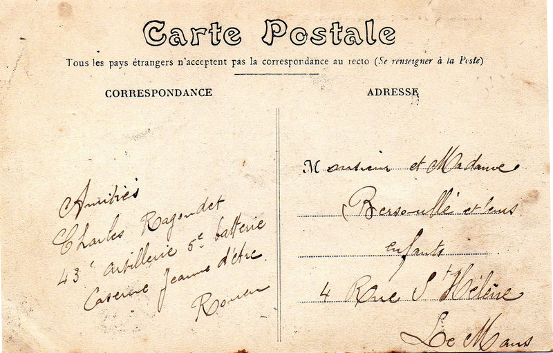 Rouen - Les baraquements au Champs de Mars - (Carte postale, Cliché Belville)Charles Ragondet corresp