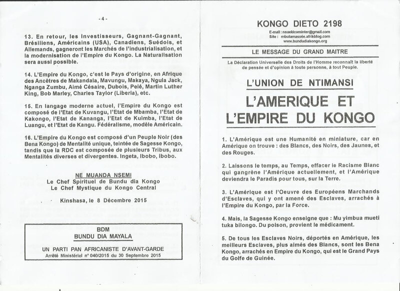 L'AMERIQUE ET L'EMPIRE DU KONGO a