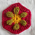 Hexagone Puffed daisy rouge