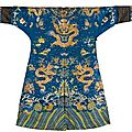 A blue-ground embroidered dragon robe, jifu. qing dynasty, 19th century