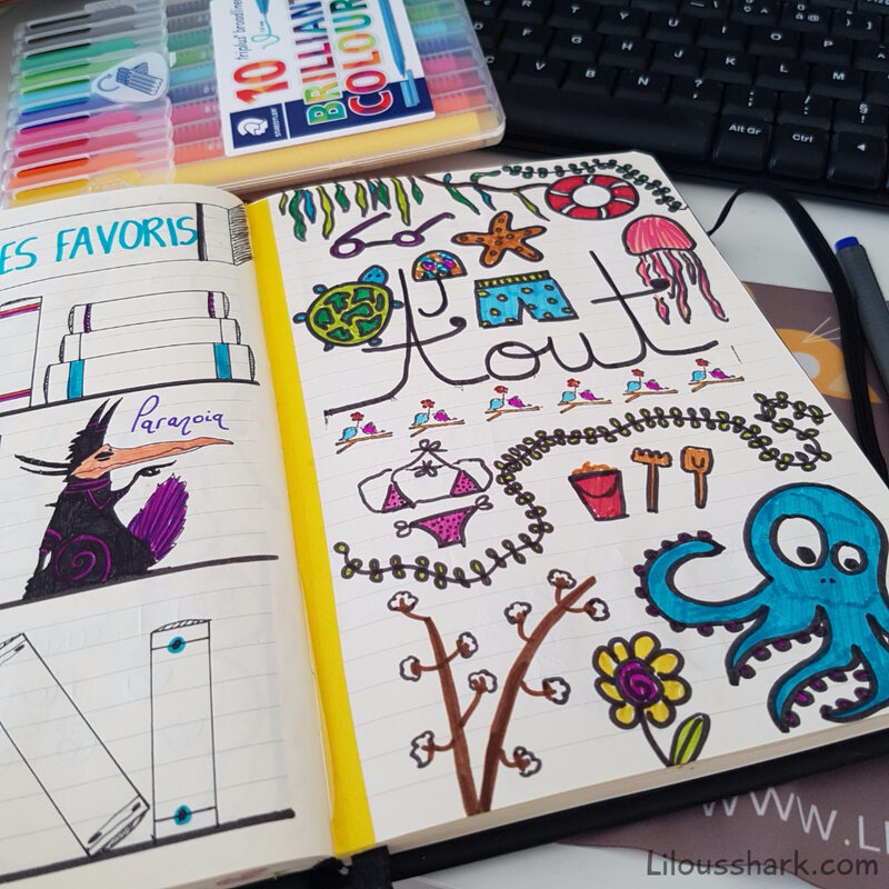 bullet journal décoration aout bujo